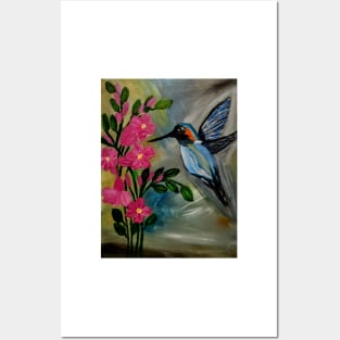 hummingbird feeding on some nectar Posters and Art